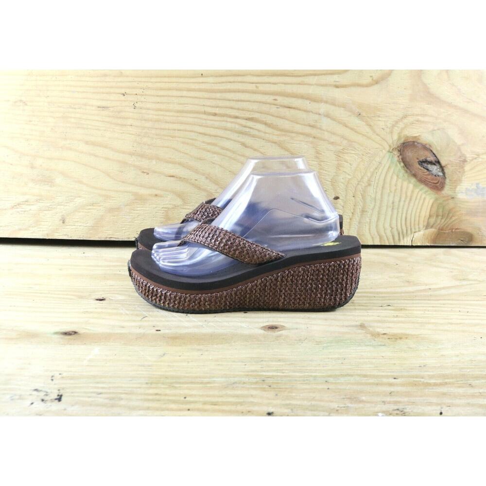 Volatile Sandals Womens Sz 9 Brown Leather Frappachino Platform Thong Shoes